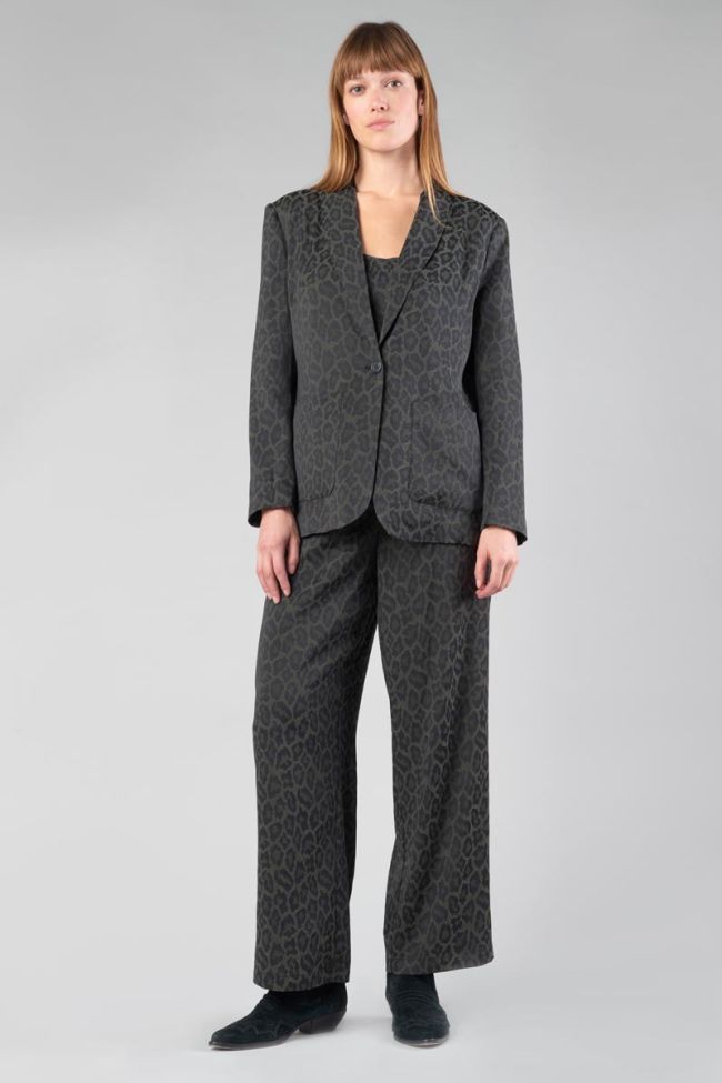 Leopard jacquard Kloe flowing trousers