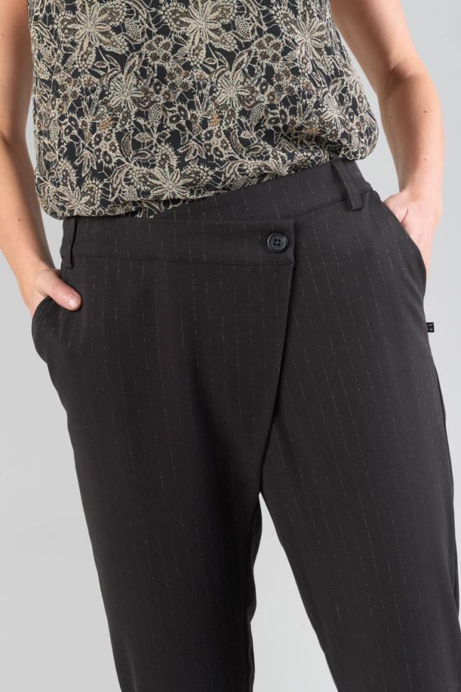 Black Livia trousers with asymmetric fastening