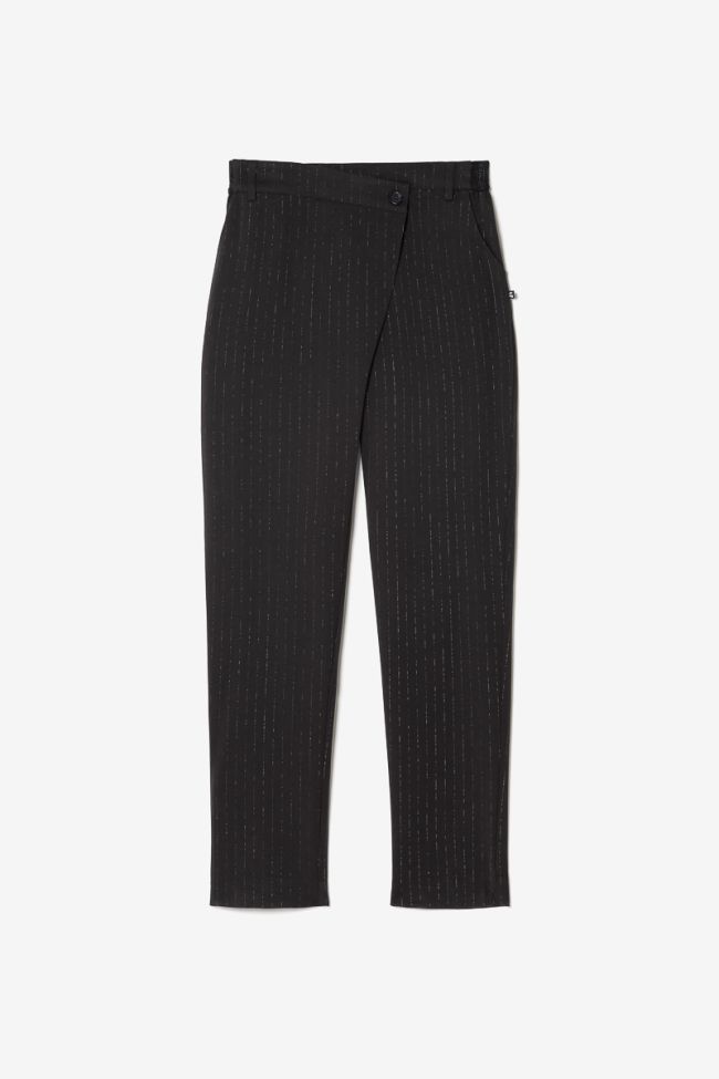 Black Livia trousers with asymmetric fastening