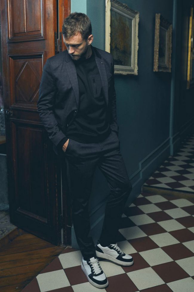 Dark grey checked Aldin trousers