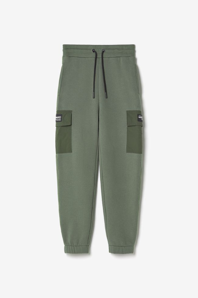 Khaki dual fabric Outobo jogging bottoms