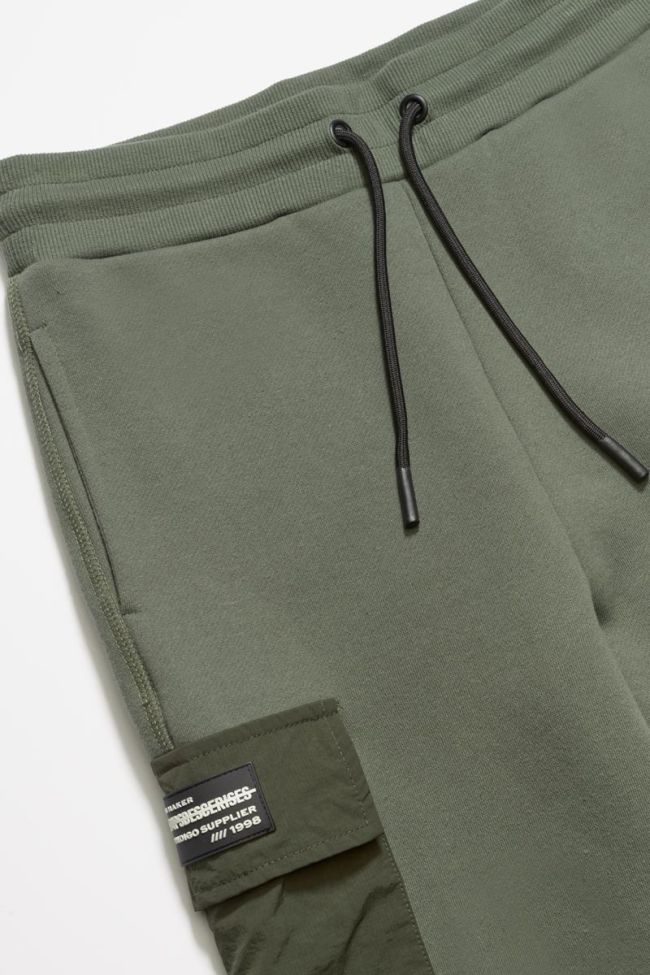 Khaki dual fabric Outobo jogging bottoms