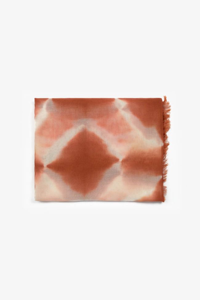 Orange Arum scarf with tie-dye pattern