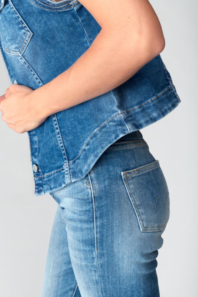 Blue denim Athena sleeveless jacket