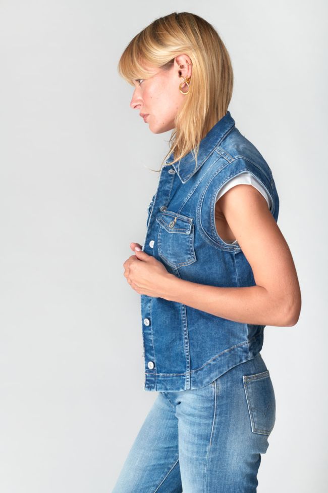 Blue denim Athena sleeveless jacket