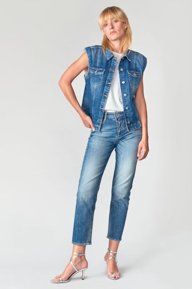 Blue denim Athena sleeveless jacket