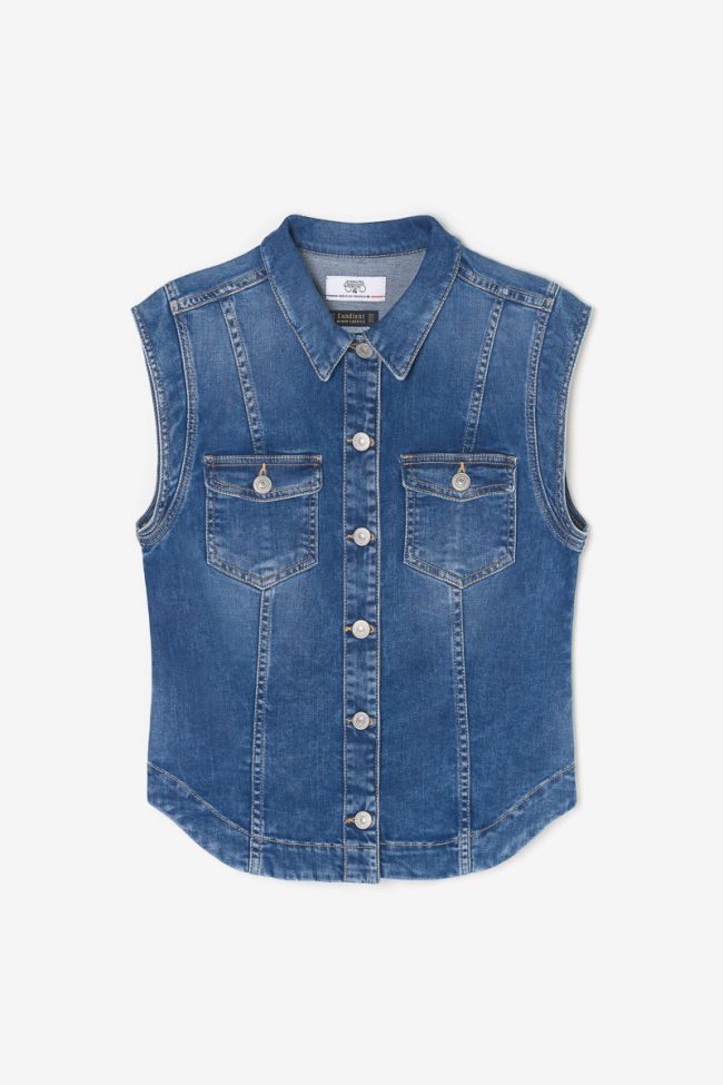 Blue denim Athena sleeveless jacket