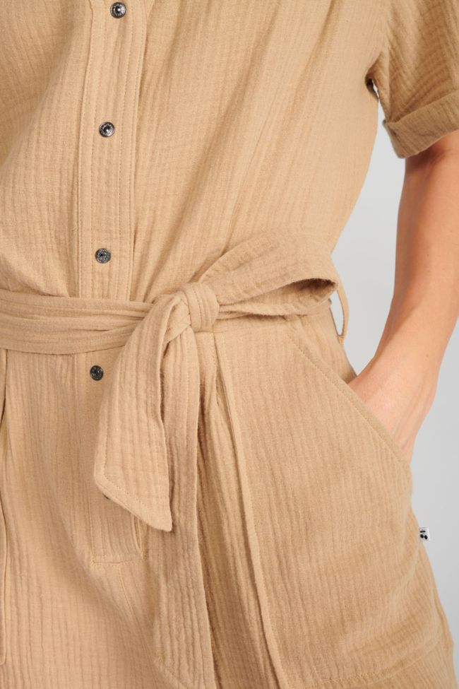 Ayote jumpsuit in sandy beige cotton gauze