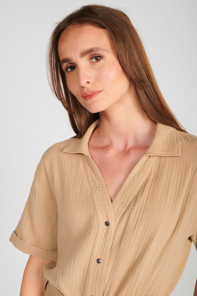 Ayote jumpsuit in sandy beige cotton gauze