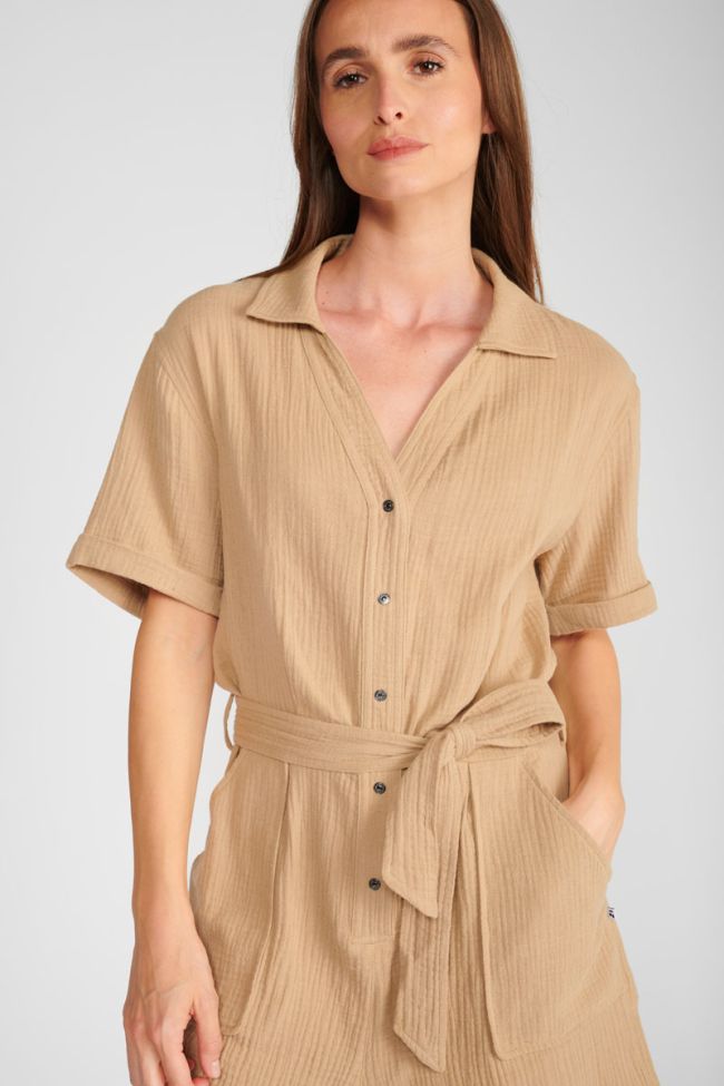 Ayote jumpsuit in sandy beige cotton gauze