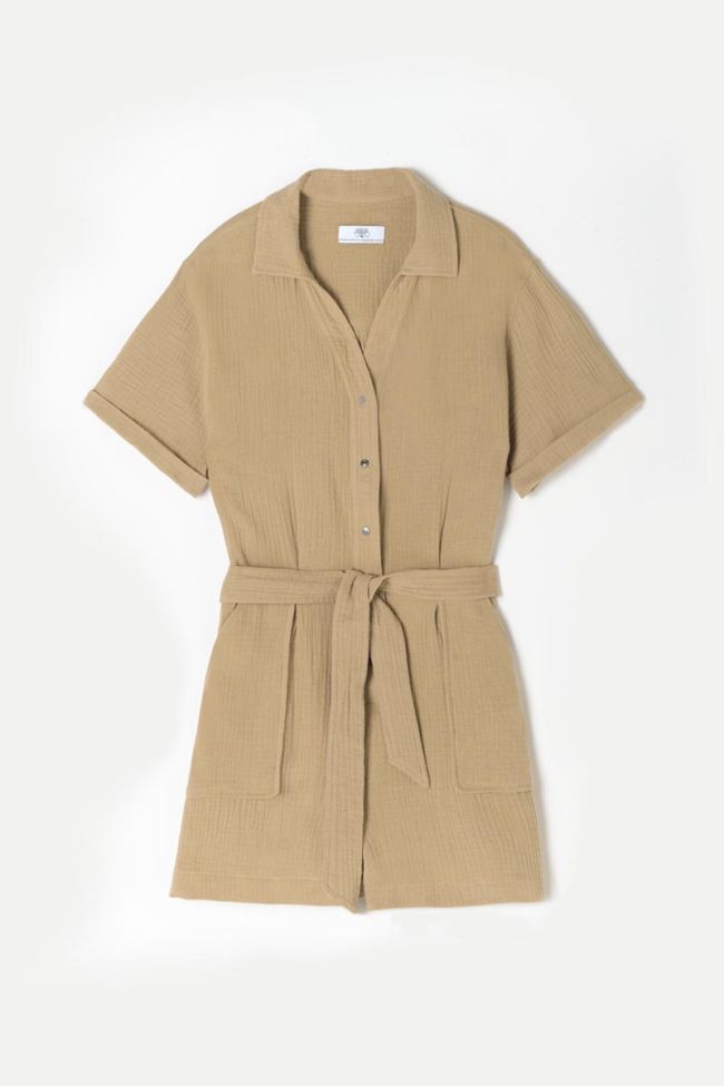 Ayote jumpsuit in sandy beige cotton gauze