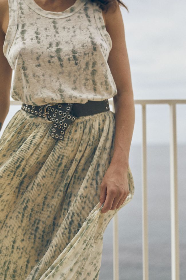 Comino linen vest with tie-dye pattern