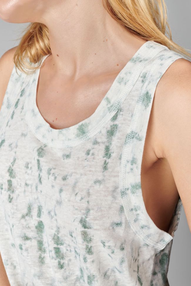 Comino linen vest with tie-dye pattern