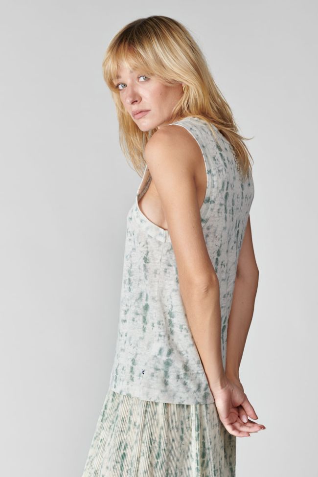 Comino linen vest with tie-dye pattern