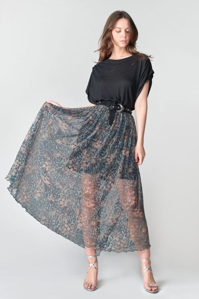 Iridescent khaki Dille maxi skirt
