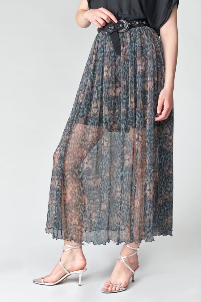 Iridescent khaki Dille maxi skirt