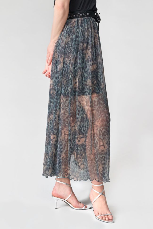 Iridescent khaki Dille maxi skirt