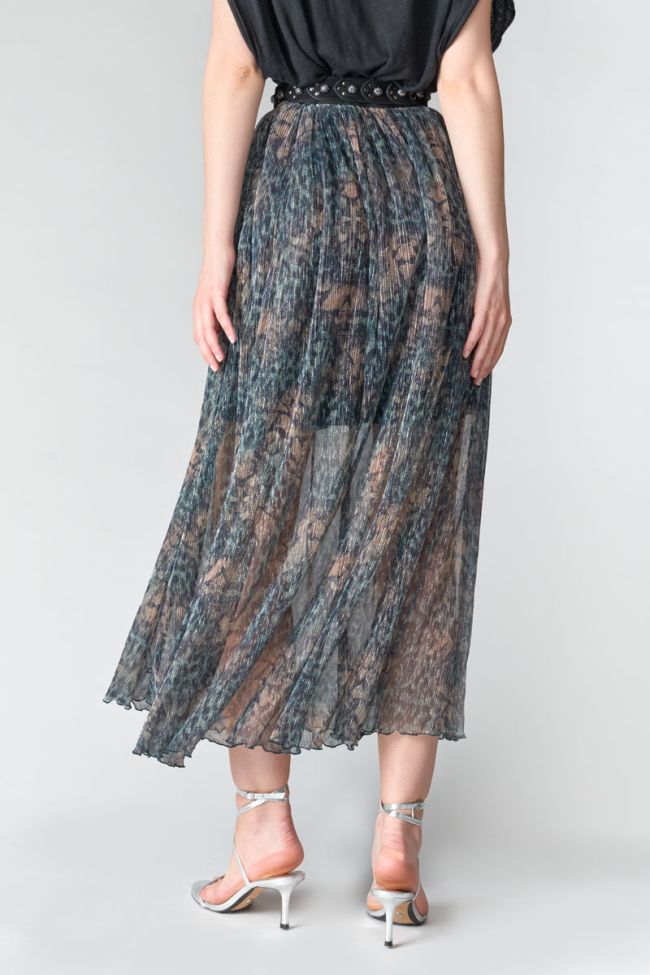 Iridescent khaki Dille maxi skirt