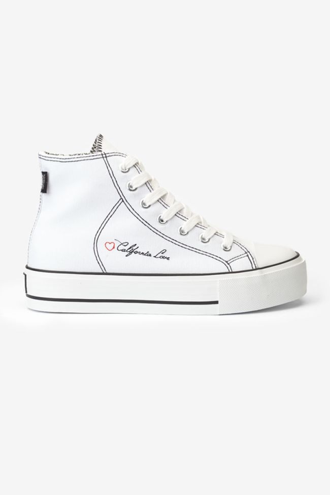 Dream white embroidered high-top trainers