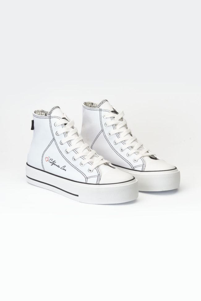 Dream white embroidered high-top trainers