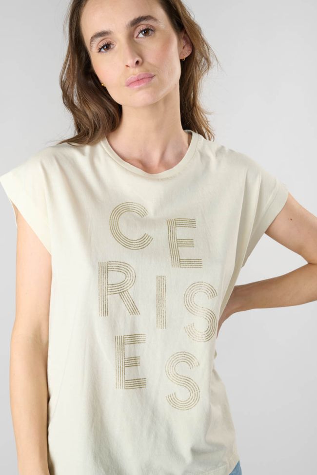 Beige printed Gardeni t-shirt