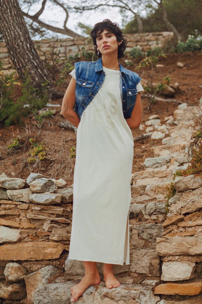 Cream Ixora maxi t-shirt dress