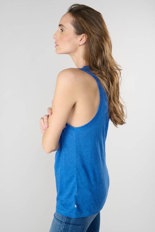 Blue Jacinth linen tank top