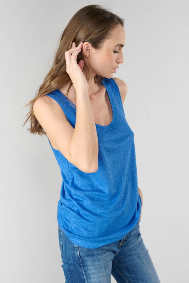 Blue Jacinth linen tank top