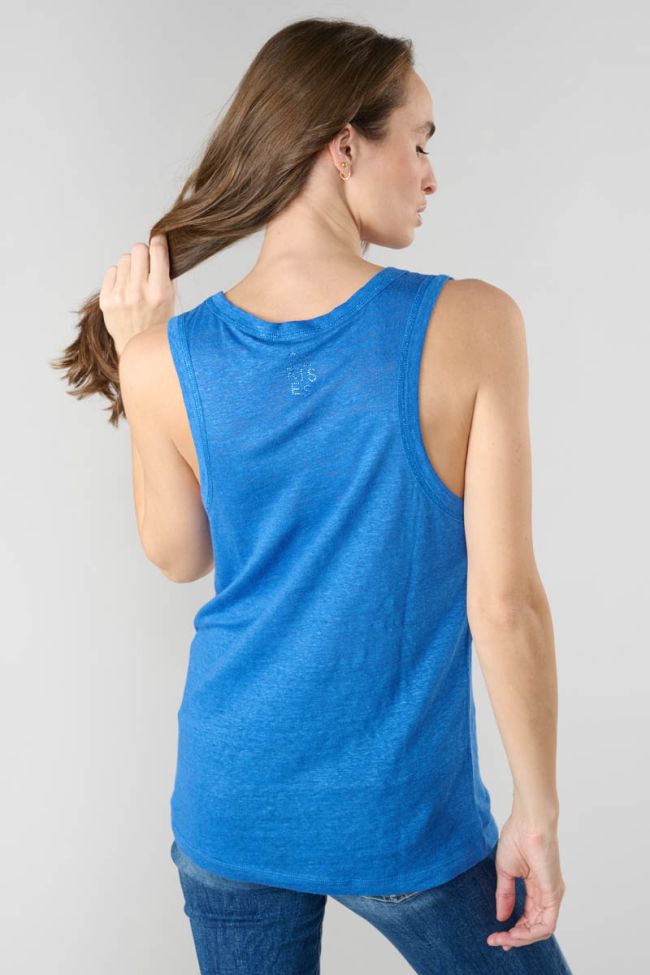 Blue Jacinth linen tank top