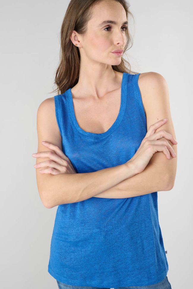 Blue Jacinth linen tank top