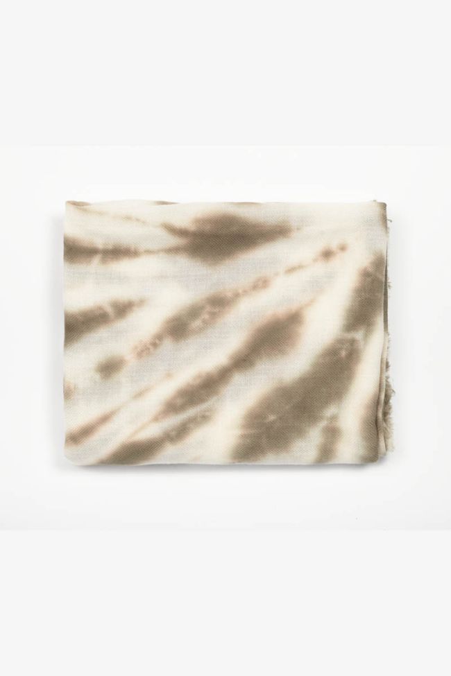Khaki Lisian scarf with tie-dye pattern