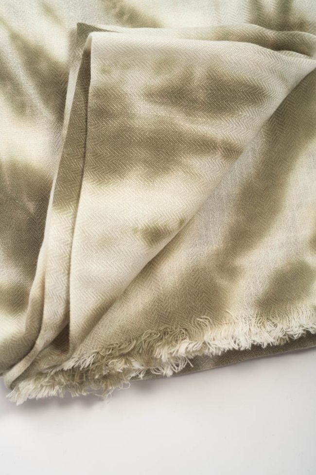 Khaki Lisian scarf with tie-dye pattern