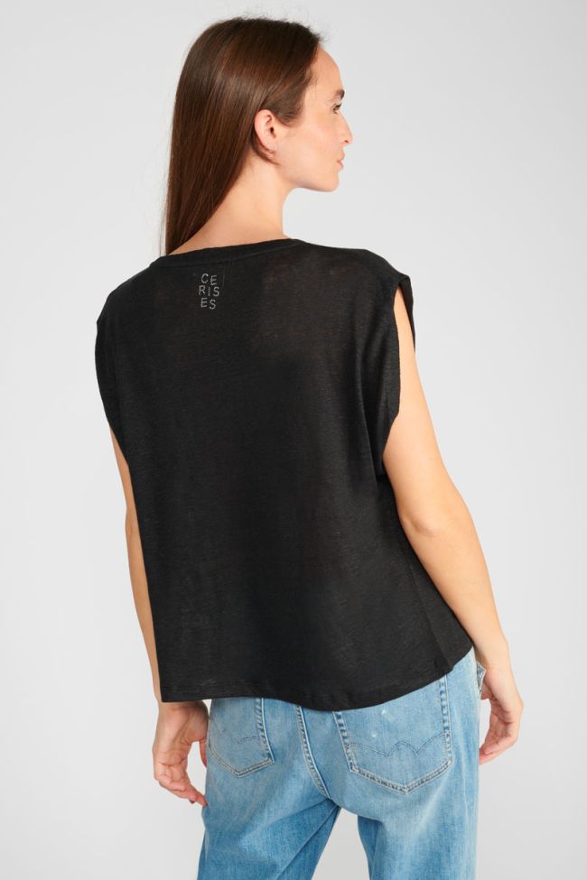 Black linen Muflier t-shirt