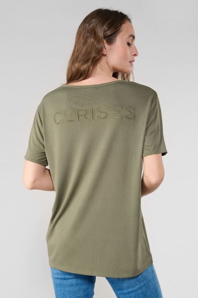 Khaki embroidered Parodia t-shirt