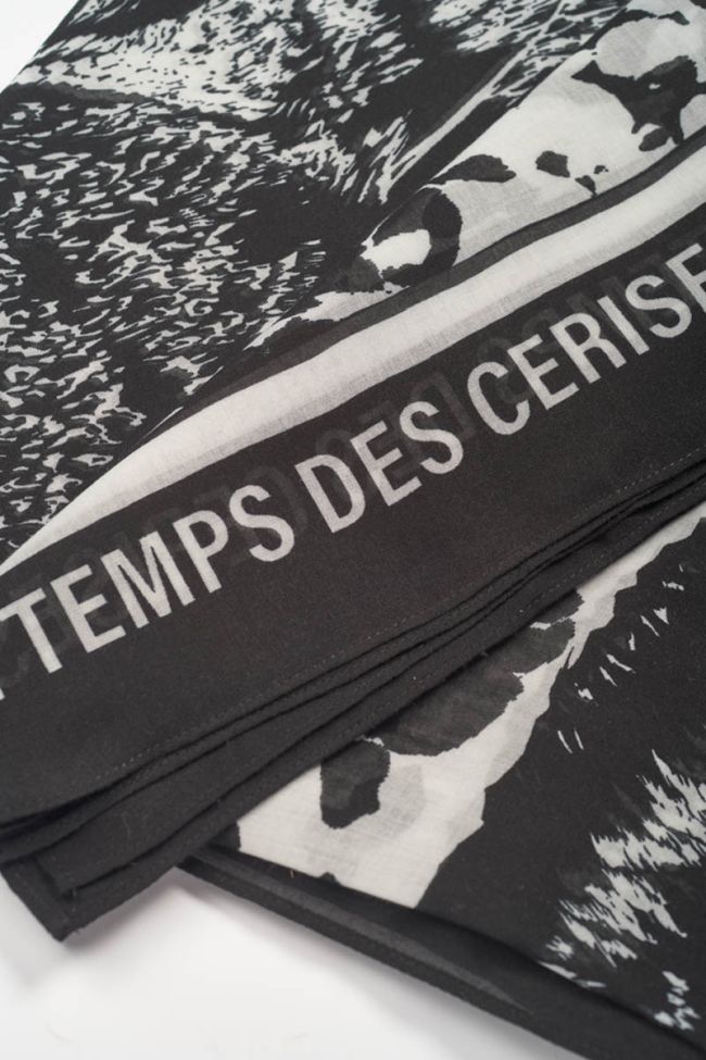 Black patterned Pivoine scarf