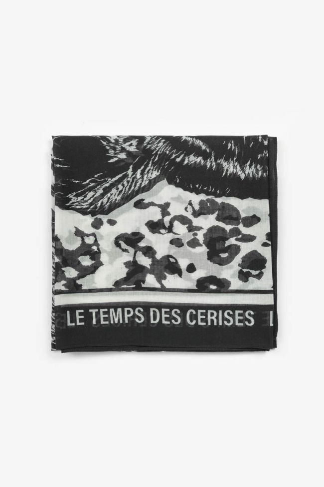 Black patterned Pivoine scarf