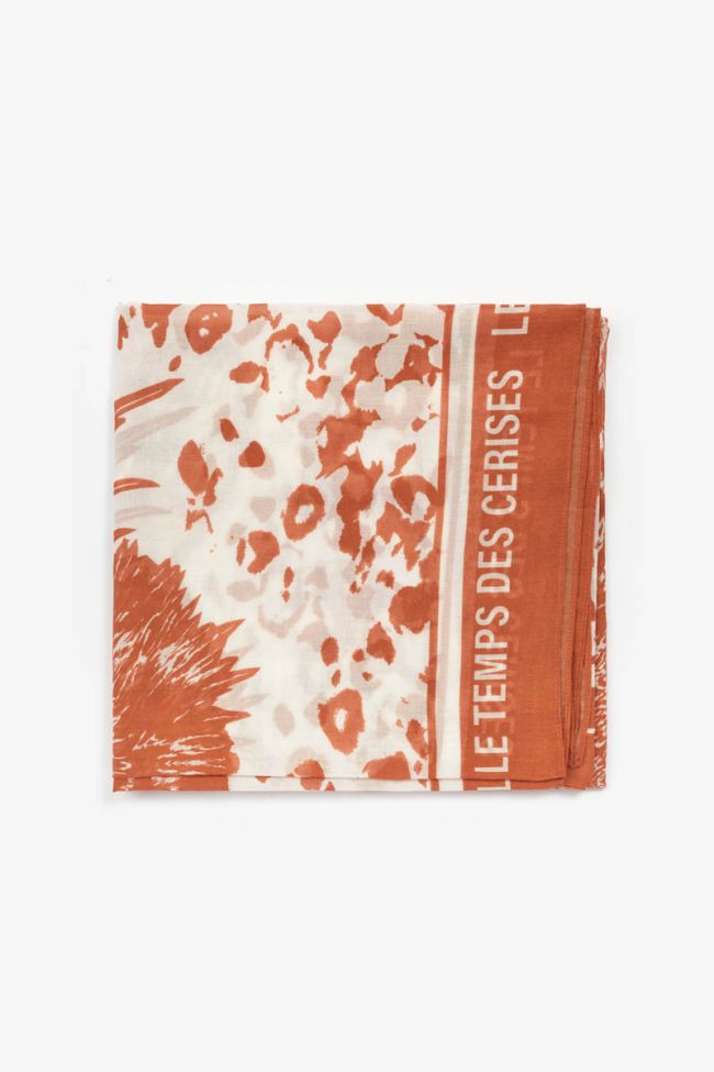 Orange patterned Pivoine scarf