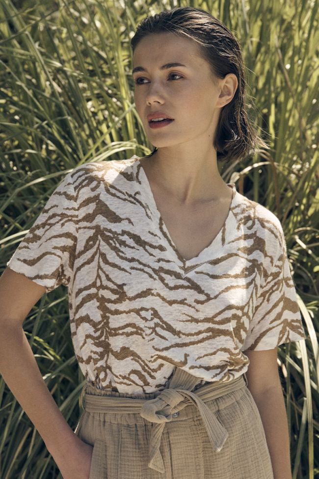 Zebra print Scabieu linen t-shirt