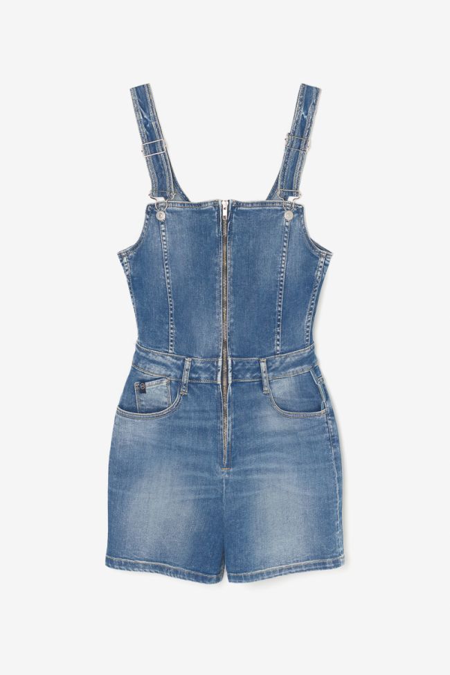 Blue denim Sofia dungaree shorts