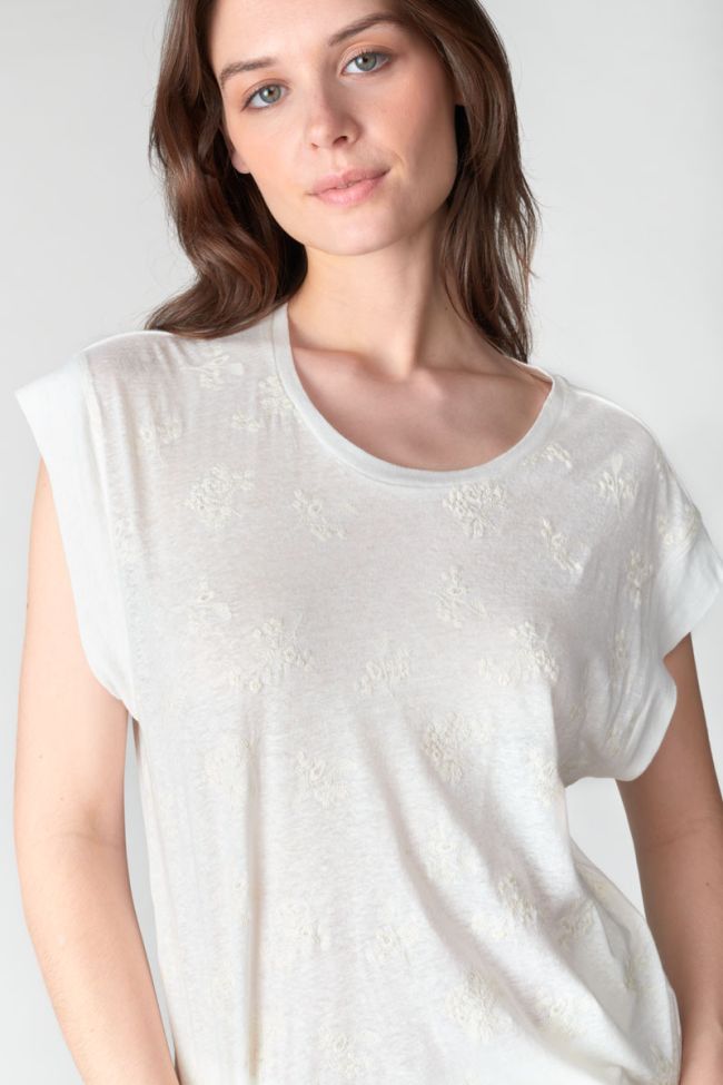 Cream embroidered Tremier t-shirt