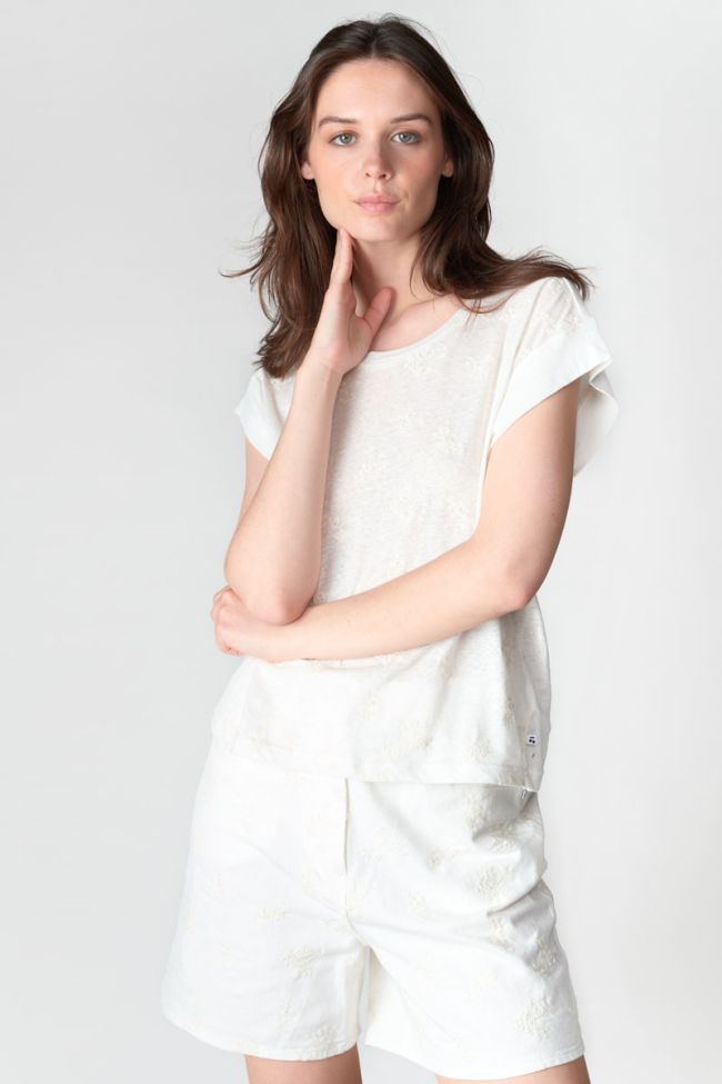 Cream embroidered Tremier t-shirt