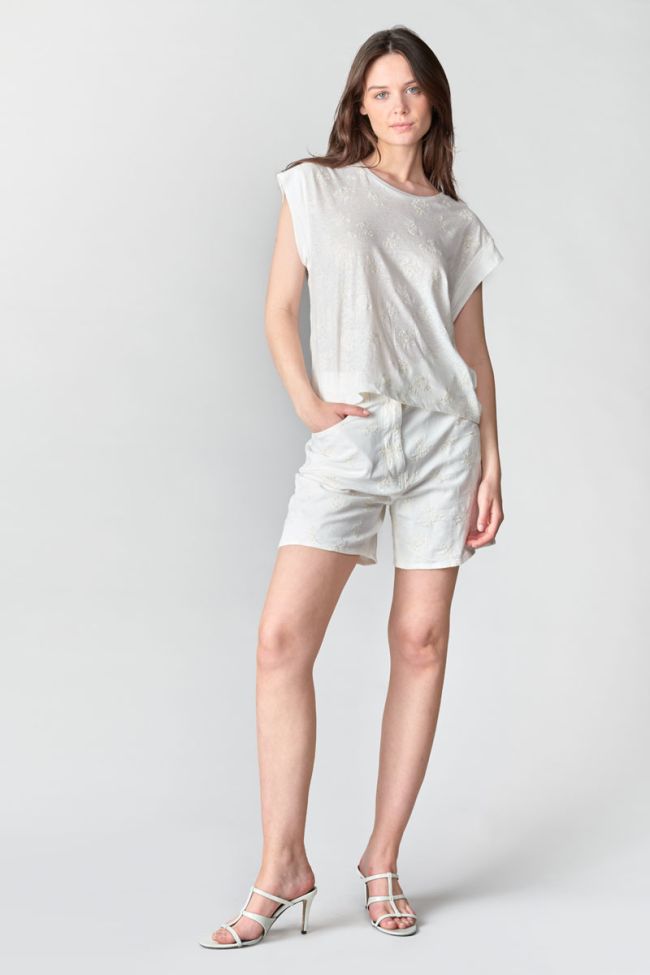 Cream embroidered Tremier t-shirt