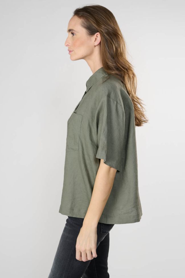 Khaki linen Tulipe shirt