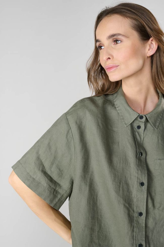 Khaki linen Tulipe shirt