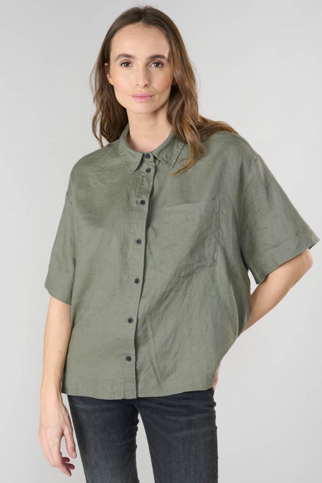 Khaki linen Tulipe shirt