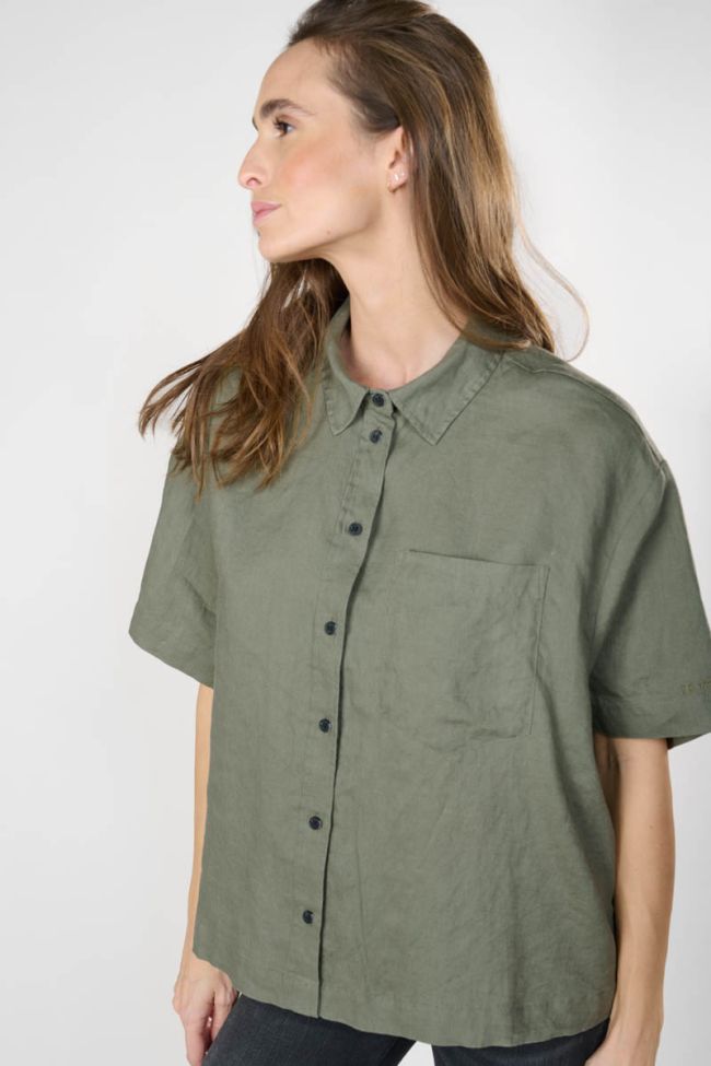Khaki linen Tulipe shirt