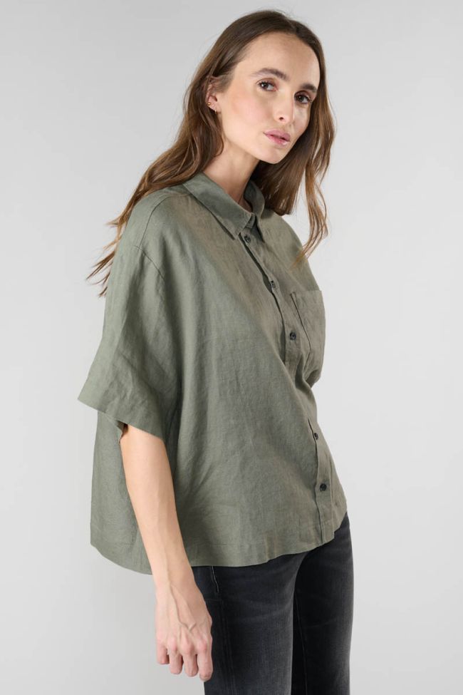 Khaki linen Tulipe shirt