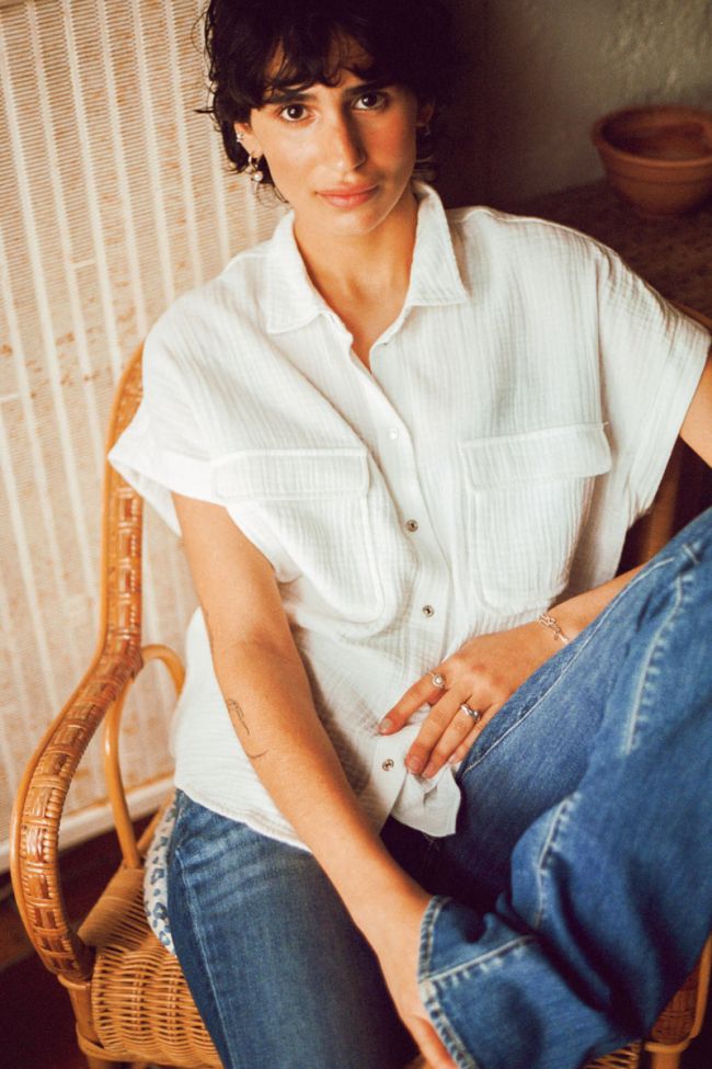 Weigela white cotton gauze shirt