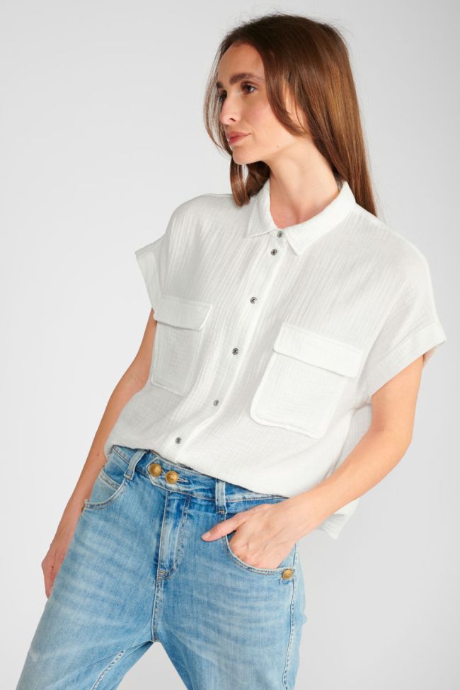 Weigela white cotton gauze shirt