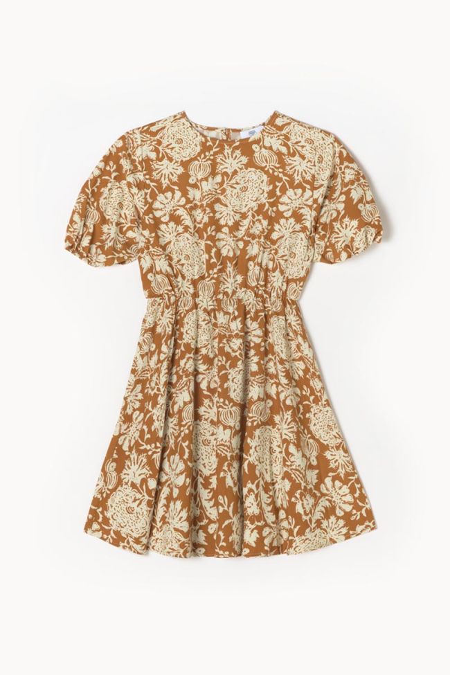 Joubarbgi dress with ochre floral motif